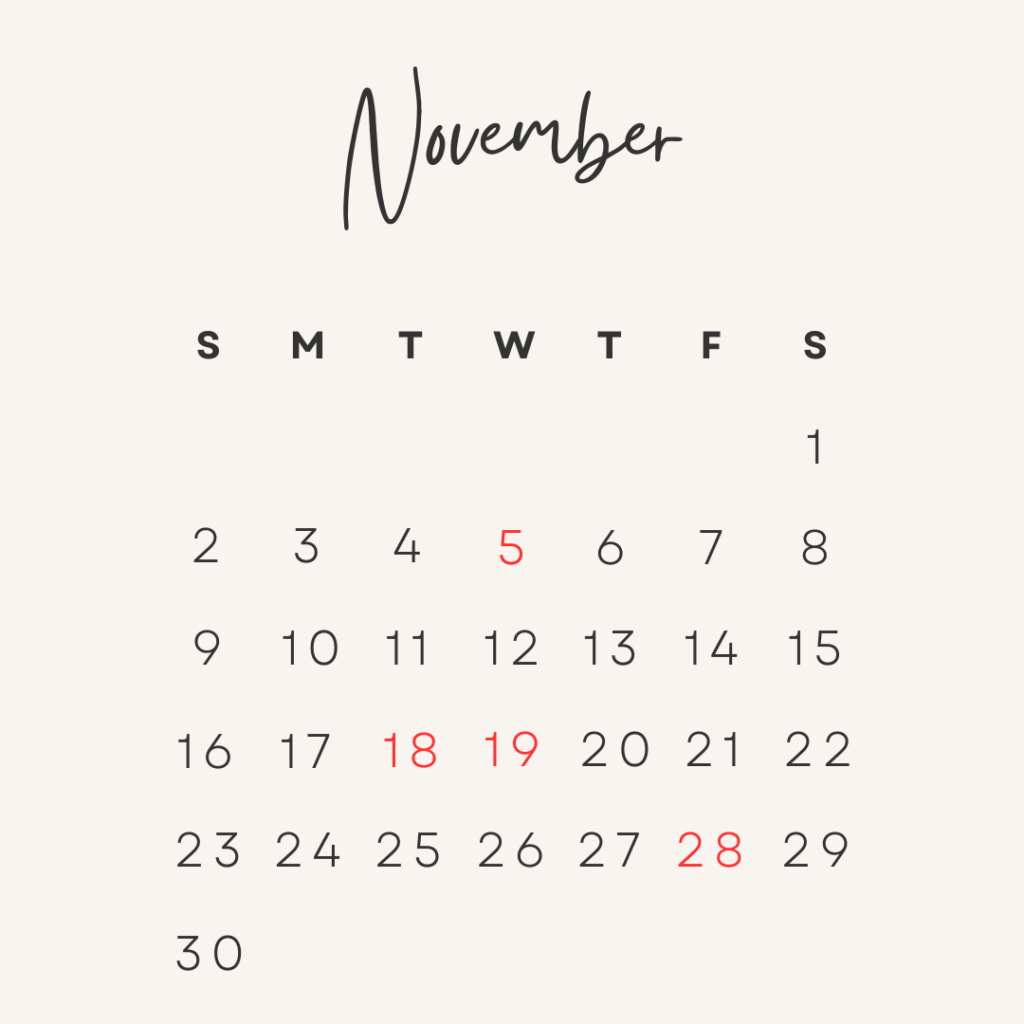 【2025年11月】整体サロンICHI-目黒-の営業カレンダー|営業時間・定休日のご案内