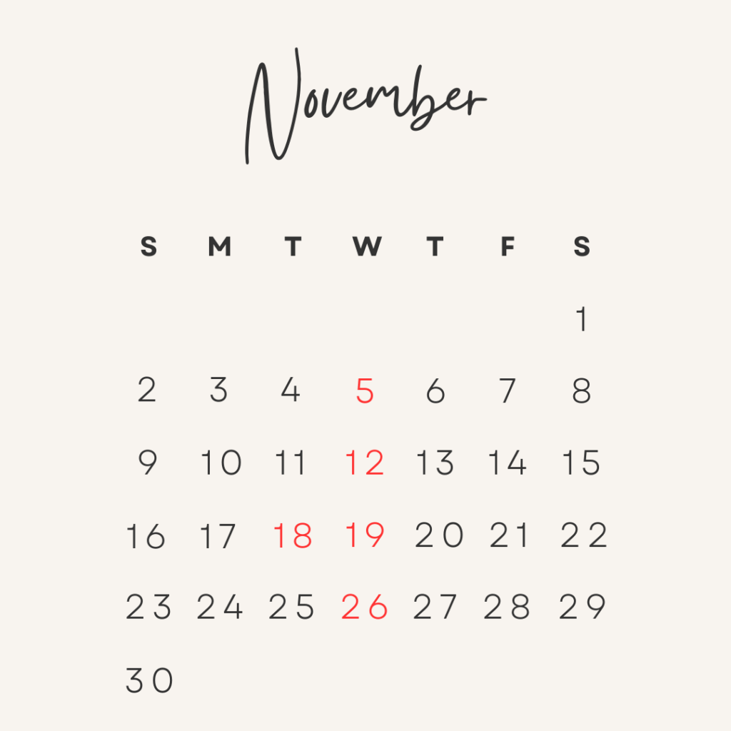 【2025年11月】整体サロンICHI-目黒-の営業カレンダー|営業時間・定休日のご案内