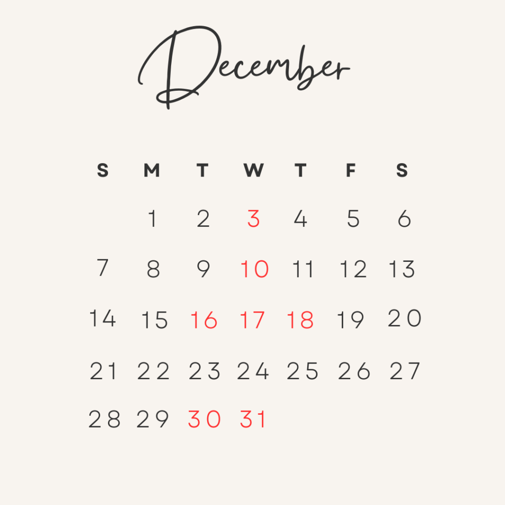 【2025年12月】整体サロンICHI-目黒-の営業カレンダー|営業時間・定休日のご案内