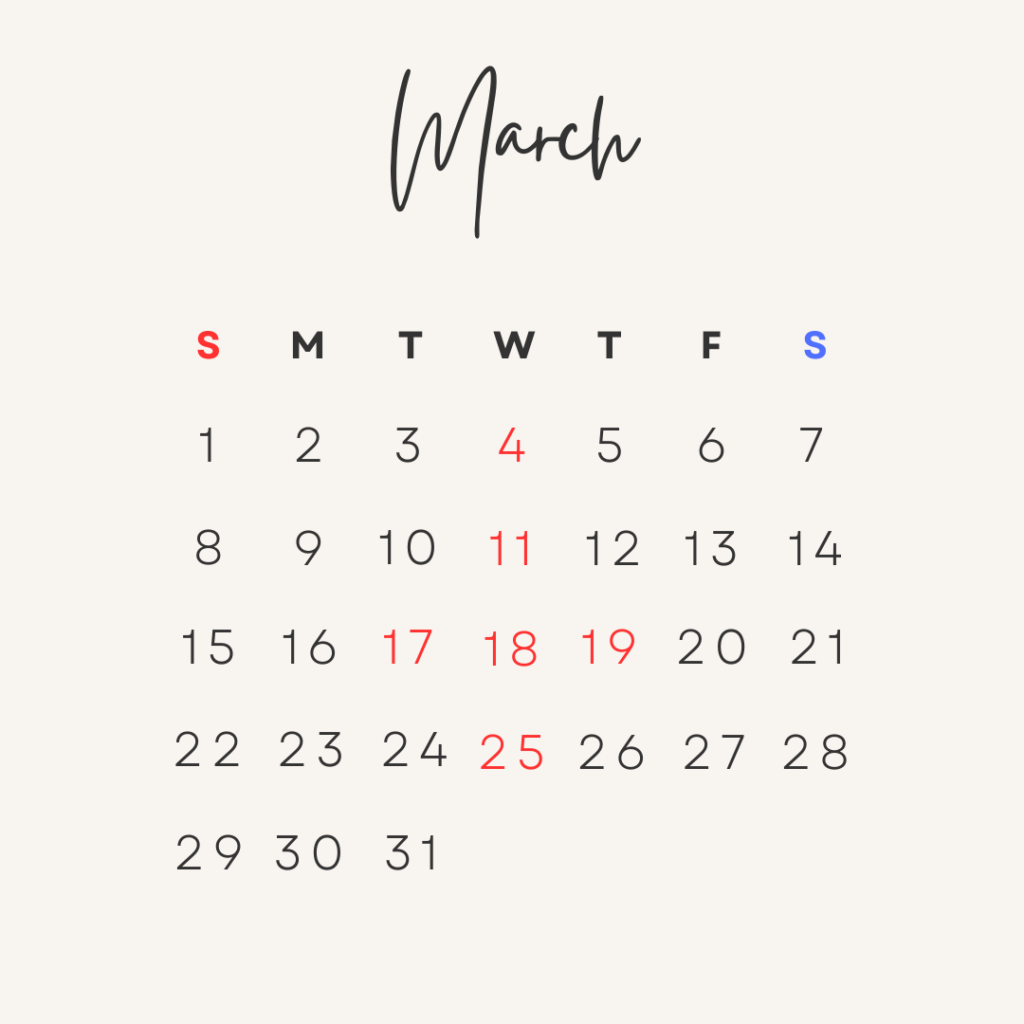 【2026年3月】整体サロンICHI-目黒-の営業カレンダー｜営業時間・定休日のご案内