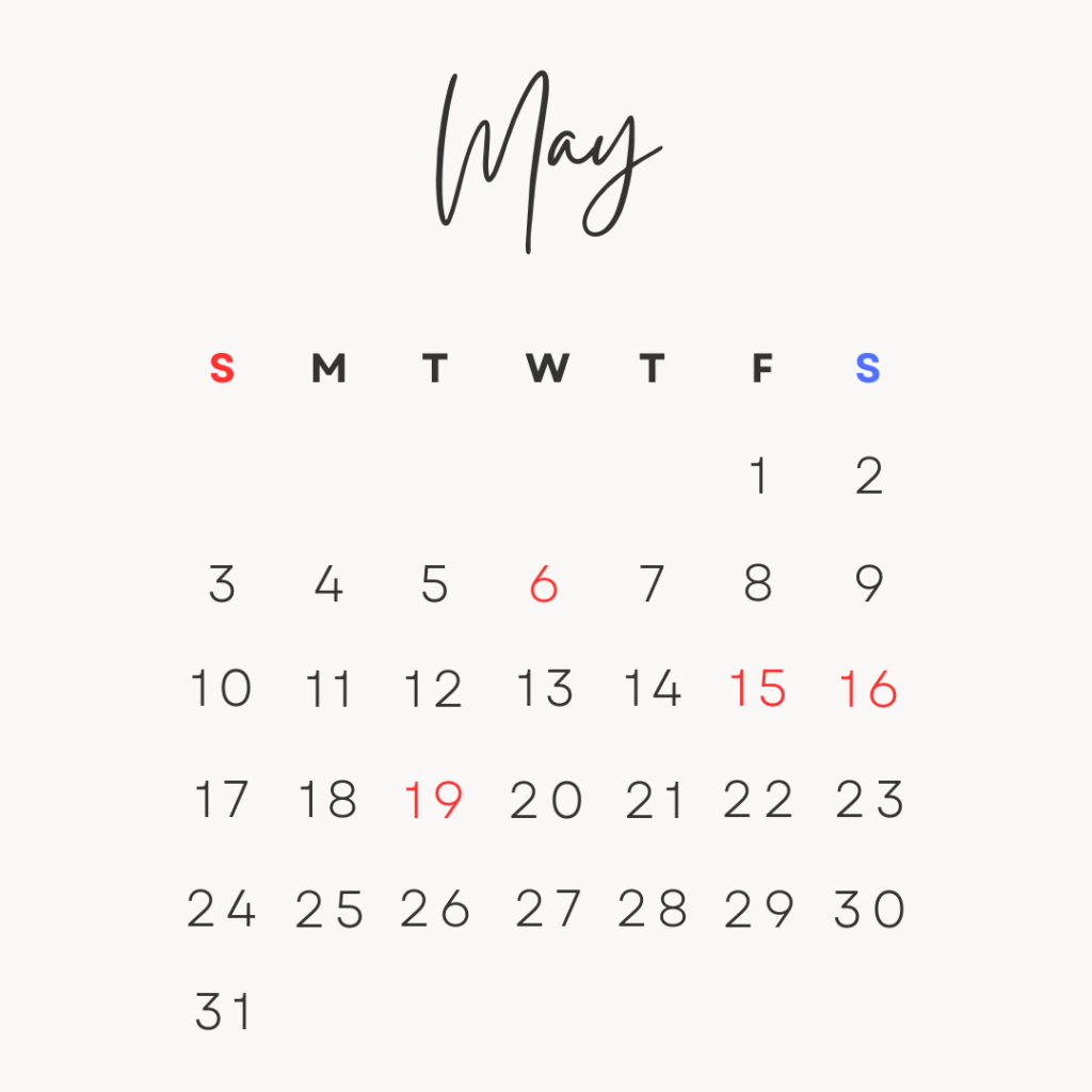 【2026年5月】整体サロンICHI-目黒-の営業カレンダー｜営業時間・定休日のご案内