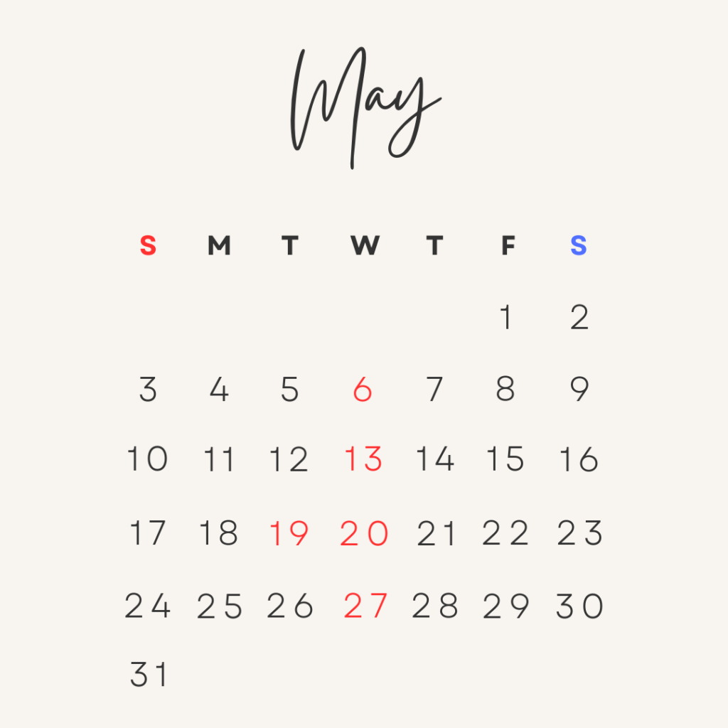 【2026年5月】整体サロンICHI-目黒-の営業カレンダー｜営業時間・定休日のご案内